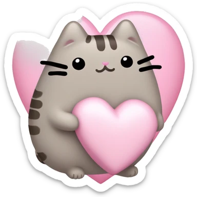 pusheen light pink heart sticker