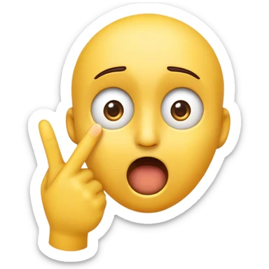 A surprised emoji face with wide-open eyes and an open mouth, while one hand moves with the index finger and thumb sliding in a circular motion around the open mouth down to the chin, expressing shock, disbelief, or deep thought. sticker