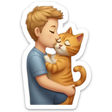 cat kissing his owner sticker