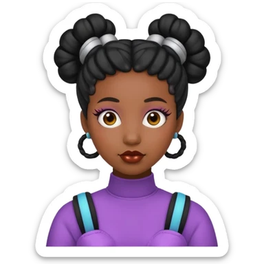 Black woman with Space buns sticker