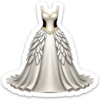 Hyper Realistic ornate Wedding dress displays  with feathers  sticker