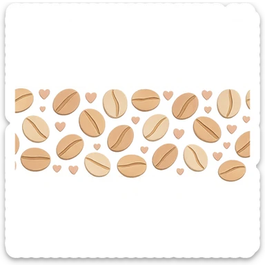 seamless coffee bean border with tiny hearts, soft pastel colors sticker