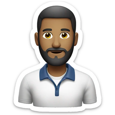  a man with beard and a comb over wearing a polo t shirt sticker