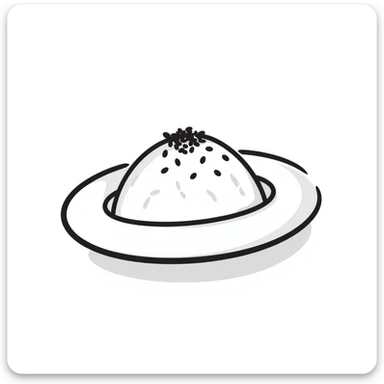 A dish of rice topped with black sesame seeds sticker