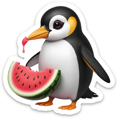 penguin eating watermelon sticker