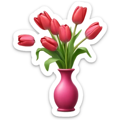 Tulips with vase and bows  sticker