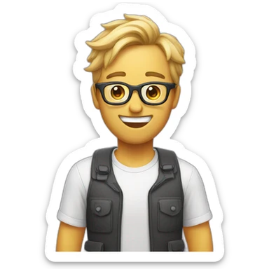 nerd face with only 2 tooth visible sticker