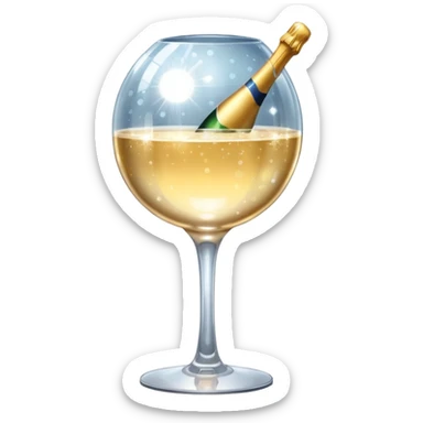 mirrorball reflecting a champagne glass sticker
