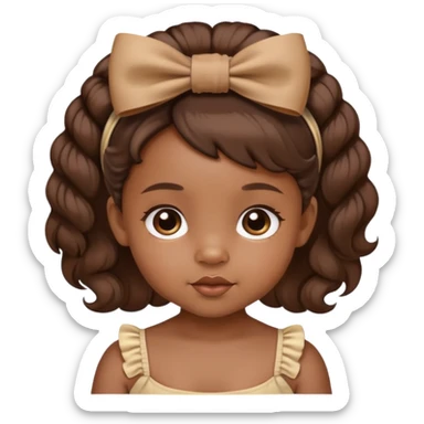 Brown baby girl with a bow in hair sticker