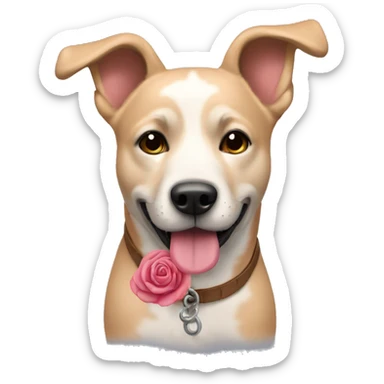 Perro con una rosa en la boca sticker