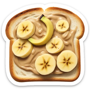 Toasted bread with penut and banana slices on it sticker