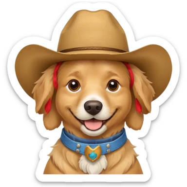 Dog in cowboy hat smiling sticker