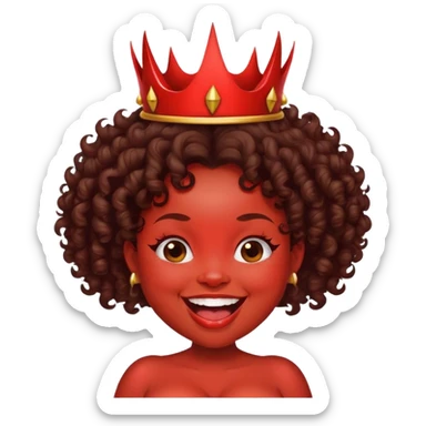 Pregnant brunette black curly hair laughing with devil crown  sticker