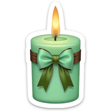 mint candle, with brown bow sticker