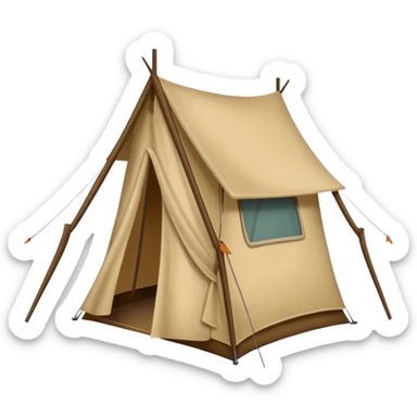 Large camping tent made of felt texture, scrapbooking style, transparent background sticker