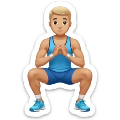 a man doing a squat while holding his ankles sticker