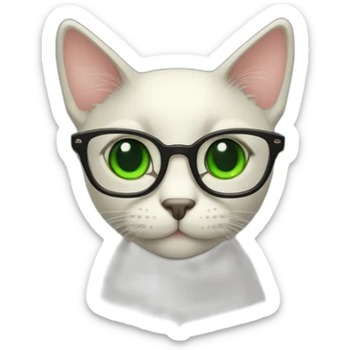 black cat green eye glasses sticker