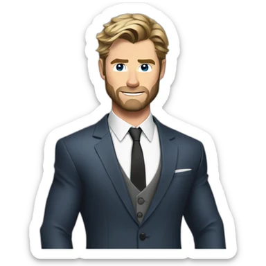 chris-hemsworth cartoon wearing suit sticker