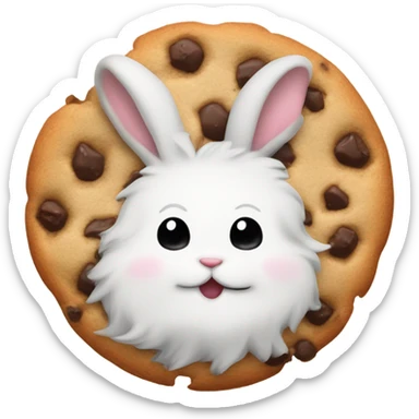 Bunny eating chocolate chip cookies  sticker
