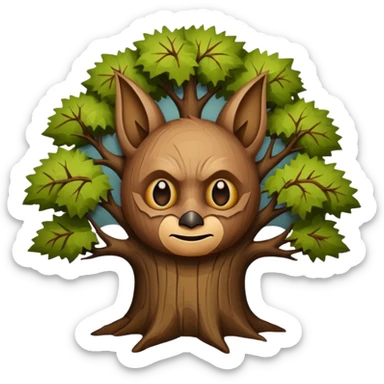 Make a wood with a face and wooden legs and arms and a bat sticker