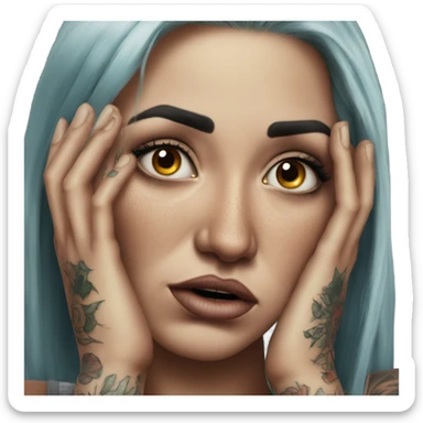 Hyper Realistic Beautiful tattooed woman crying don't go sticker