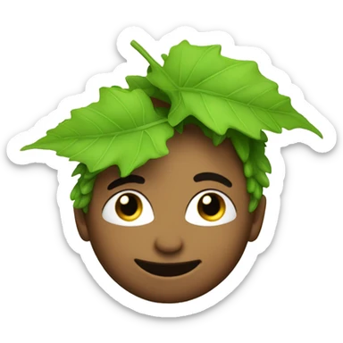 Asexual leaf-haired human emoji winking playfully sticker