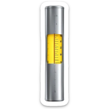 Metal Cylindrical metal measuring device with a flared top that is smaller than the flared bottom  sticker
