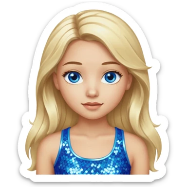 Close from Bratz with long light blonde hair, light skin, blue eyes, blue sequin crop top sticker