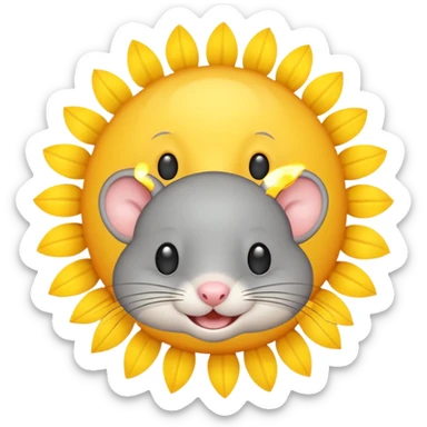 A gray mouse face inside of a sun ☀️ 🐭 sticker