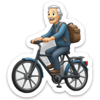 un vieil homme sur un vélo électrique sticker