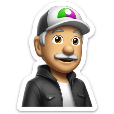 Lopez Obrador con gorra de Mario bros sticker