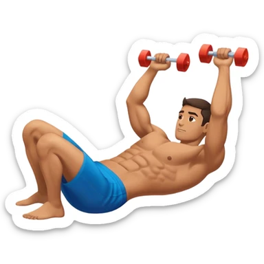 side-view of guy doing decline abdominal Crunches with sixpack sticker