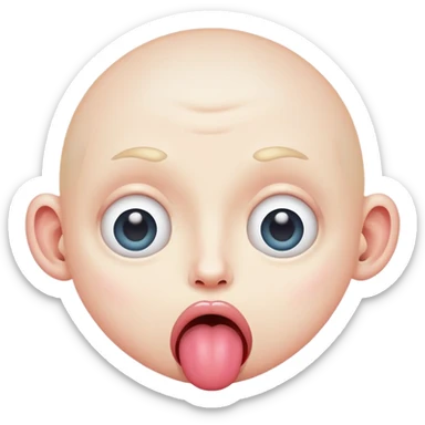 weird face with mismatched eyes and tongue sticking out sticker