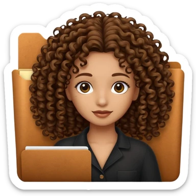 black transparent folder with a canela skin girl with curly hair logo  sticker