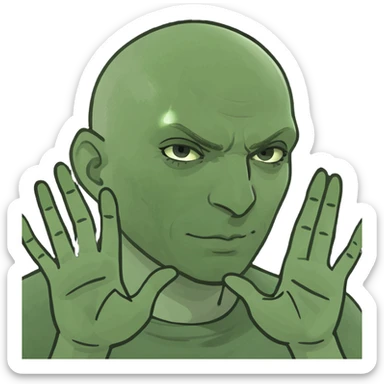 A bald person doing this 🤷🏻‍♂️ and 6 upper one hand and 7 upper the other hand sticker