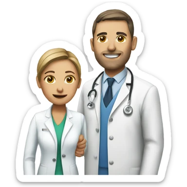 Patient with a doctor at the reception sticker