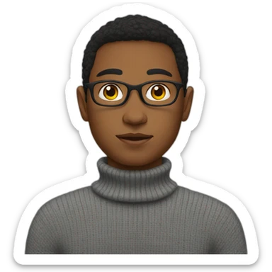 A student with turtleneck sweater sticker