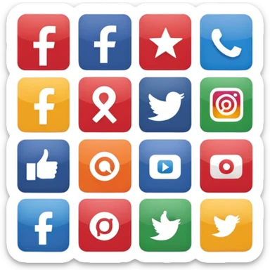 Socail media sauare emoji style icons 
Creat the quadrant with the logos of FB, X, Trustpilot, Instagram, Youtube, Linkedin sticker