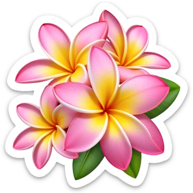 Bouquet of pink and yellow plumeria flowers sticker