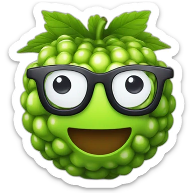 a smiling blackberry with glasses sticker