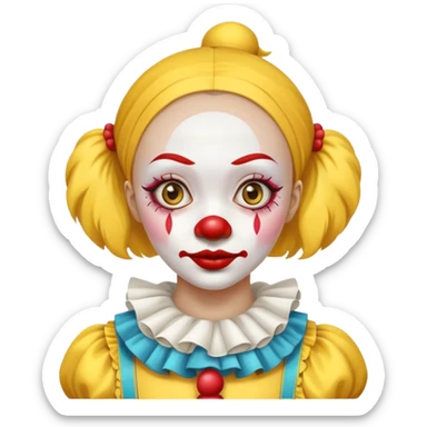 yellow kazakh girl with thin eyes and in clown outfit sticker