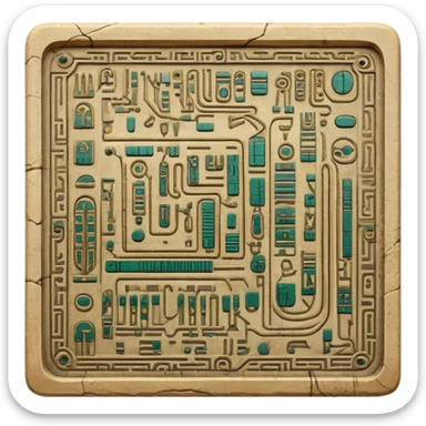 ancient Egyptian hieroglyphic tablet with circuit board patterns sticker