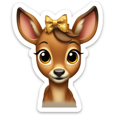 Bambi with a bow  sticker