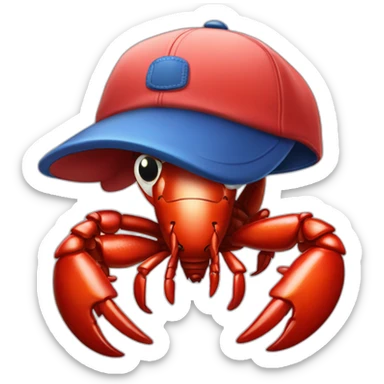 Anthopomorphic Lobster with Baseball cap sticker