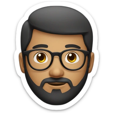 indian guy with round glasses with fair skin with straight hair with round fully circular glasses black eyes black hair with trimmed beard sticker