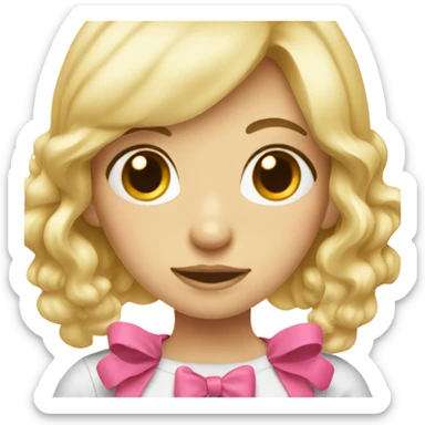 Blonde girl with bow and girly outfit  sticker