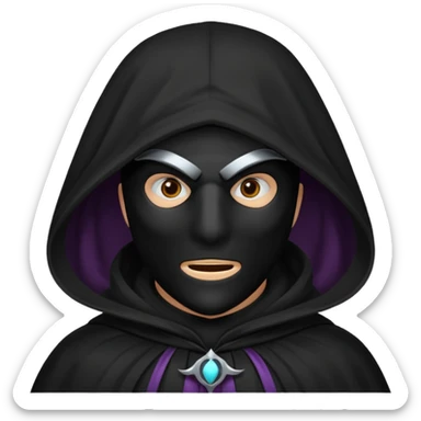 A cultist in a dark cloak with a mask on his face is also dark sticker