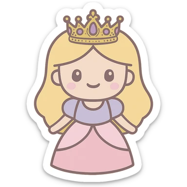 Add a crown to the princess, keep the style consistent with the original image, and maintain a transparent background. sticker