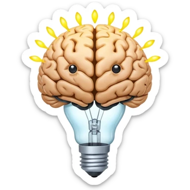brain with a glowing lightbulb and no filter sign, representing uncensored AI sticker