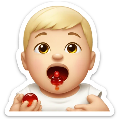 A baby crying with red currant jelly  sticker